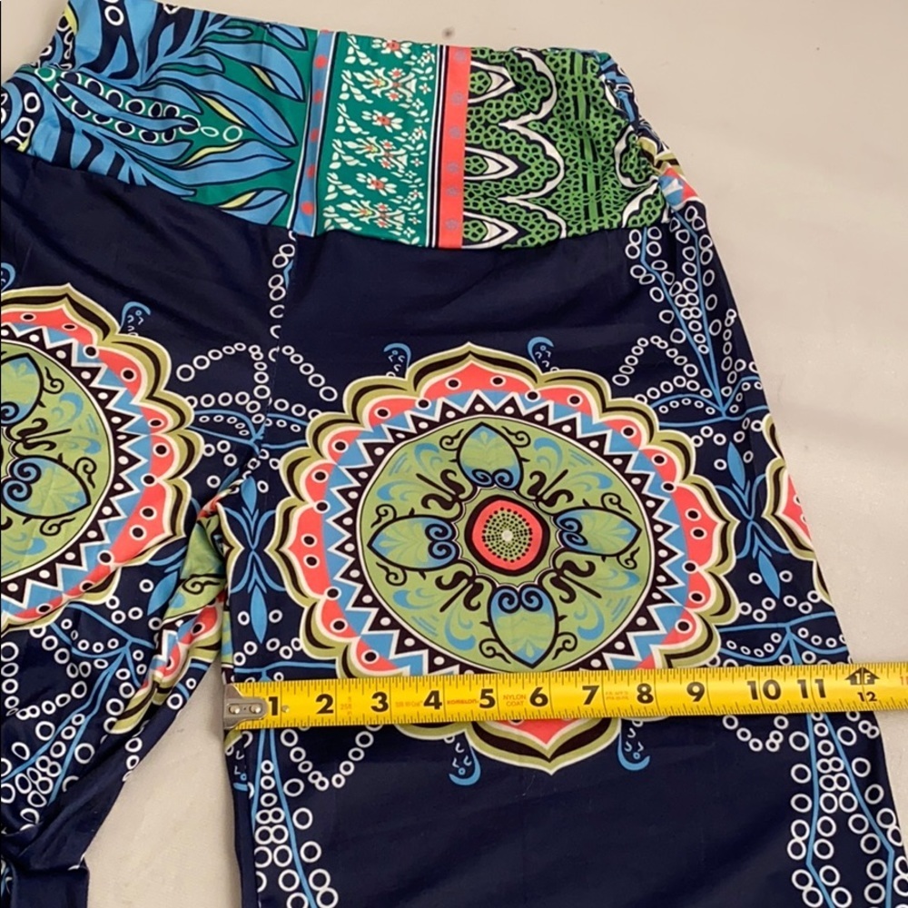 Multicolor navy blue pattern stretch palazzo pant… - image 10